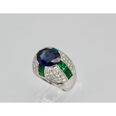 1990s Bulgari Trombino Sapphire Emerald Diamond Ring Size 5.75 | Chairish Luxury Oval Multi-stone Diamond Ring, Luxury Oval Sapphire Ring With Pave Setting, Formal Round Emerald Ring With Pave Setting, Luxury Multi-stone Sapphire Baguette Cut Ring, Formal Sapphire Ring With Pave Setting, Luxury Emerald-cut Sapphire Ring With 17 Jewels, Elegant Sapphire Gemstone Signet Ring, Elegant Sapphire Signet Ring With Gemstone, Elegant Oval Sapphire Signet Ring