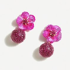 Tropical, Sparkly And Ultra-Vibrant. These Earrings Are Beyond Fun. Not Included: A Cluster Of Fruit To Wear On Your Head. Flamingo Pink Gold-Plated Brass Casting, Gold-Plated Steel Stamping, Glass Stone, Epoxy Stone, Titanium Post, Cubic Zirconia, Plastic. Import. New On Card Pink Flower-shaped Earrings For Valentine's Day, Pink Flower Earrings For Wedding And Valentine's Day, Pink Flower Earrings For Wedding On Valentine's Day, Rose Red Flower Earrings For Party, Rose Red Flower Shaped Earrings For Party, Pink Dangle Flower Earrings For Party, Pink Flower Drop Earrings For Valentine's Day, Pink Flower Earrings For Party, Shell Flowers