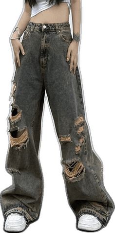 Distressed Punk Bottoms For Streetwear, Distressed Grunge Bottoms For Concert, Grunge Wide Leg Jeans For Alternative Fashion, Grunge Denim Bottoms For Streetwear, Y2k Cutoff Jeans For Streetwear, Grunge Style Dark Wash Bottoms For Streetwear, Baggy Grunge Jeans For Alternative Fashion, Grunge Wide Leg Jeans For Fall, Casual Jeans For Concert