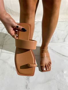 Free Returns ✓ Free Shipping On Orders $49+ ✓. Minimalist Thong Sandals- Heeled Sandals at SHEIN. Elegant Shoes Heels, Trendy Slippers, Fancy Sandals, Women Slippers Fashion, Women Flat Sandals, Trendy Heels, Pretty Sandals, Cute Shoes Heels, Fashion Shoes Sandals