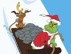 an image of a cartoon scene with santa claus and the grin in sleigh