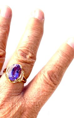 Vintage 14k yellow gold ring engagement ring promise ring with 8 ct faceted amethyst cabochon size 8 3/4 US circa 1980's. Such a beautiful ring. Hallmarked 14k and the amethyst is in great condition such a lovely ring that can make a lady very happy. Fine Jewelry 14k Gold Amethyst Ring With Round Cut, Formal 14k Gold Amethyst Ring, Timeless Purple 14k Gold Rings, Heirloom 14k Gold Solitaire Amethyst Ring, Timeless 14k Gold Amethyst Ring For Anniversary, Formal Amethyst Ring In 14k Gold, Fine Jewelry Formal Birthstone Ring With Gemstone, Formal 14k Gold Amethyst Gemstone Ring, Formal Fine Jewelry Birthstone Ring With Gemstone