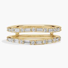 Round- and baguette-cut diamonds sparkle along the arms of this elegant diamond Insert. It is artfully crafted from gleaming 14k yellow gold for a lustrous look of luxury. Elegant Gold Rings, Baguette Cut Diamond, Blue Nile, Baguette Cut, Home Wedding, Yellow Gold Rings, Round Diamond, Round Diamonds, Types Of Metal