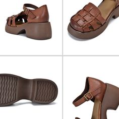 These sandals are designed in a retro style with 60 mm block heel. Made from soft leather, soft bottom that ensure all-day comfort. Wear yours with tailoring and denim alike. Color: Brown/Beige/GreyMaterial: Top layer leatherLining: No, Just cow leather the other sideInsole: PUSole: RubberHeels: 6Cm/2.36" Fit: Medium to Wide, Runs Normal.Origin: Made in China Production Time: About 3-5 days (Any exceptional case will email you, Please pay attention to your email left) Shipping Time: Free Shippin Woven Leather Sandals, Velcro Shoes, Ankle Strap Block Heel, Woven Sandals, Leather Gladiator Sandals, Leather Weaving, Comfort Wear, Leather Texture, Brown Beige