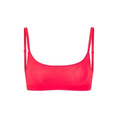 Fits Everybody Scoop Neck Bra - Ultra Pink | SKIMS Summer Fitted Scoop Neck Bra, Summer Scoop Neck Bra With Removable Pads, Spring Seamless Bra, Spring Camisole Swimwear, Workout Nylon Bra, Low-cut Nylon Bra, Summer Nylon Tops Bra Friendly, Summer Nylon Tops, Bra Friendly, Summer Scoop Neck Bra With Adjustable Straps