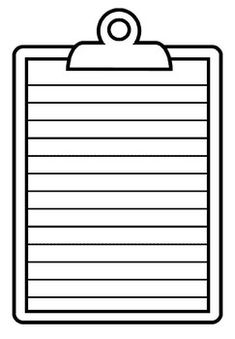 a black and white clipboard with a notepad attached to the side, on a white background