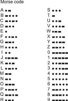 the morse code is shown in black and white, with an arrow pointing to it