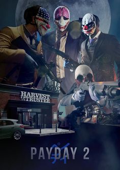 Payday 2 A3 Poster by Guraphiku on Etsy Payday 2, Pay Day, A3 Poster, Gq, Building, Pins