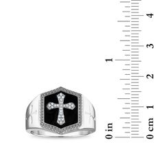 1/10 CTW Diamond Religious Black Enamel Ring in Sterling SilverMake a spiritual statement with religious jewelry. Black Sterling Silver Symbolic Jewelry, Black Symbolic Sterling Silver Jewelry, Black Symbolic Anniversary Jewelry, Black Symbolic Jewelry For Anniversary, Symbolic Black Jewelry For Anniversary, Black Cross Rings For Gift, Black Engraved Jewelry For Memorial, Engraved Black Jewelry For Memorial, Black Spiritual Jewelry For Anniversary