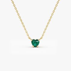 "Heart-Shape Emerald Necklace / 14k Solitaire Heart Emerald Pendant / 14k Gold Layering Emerald Necklace by Ferkos Fine Jewelry May Birthstone * Made to Order * Gold Kt: 14K (also available in 18K) * Available Gold Color: Rose Gold, Yellow Gold, White Gold * Heart Shape Emerald: 1 pc 4x4 MM * Emerald Carat Weight: 0.30 ctw * Ready to ship in 7-10 Business days If you have any additional questions about this ring, just hit the \"Message Ferko\" button and we will get back to you within a few hour Green 14k Gold Heart Jewelry, Green Heart-shaped 14k Gold Jewelry, Heart-shaped Yellow Gold Emerald Jewelry, 14k Gold Heart Necklace With Gemstone, White Gold Heart Cut Gemstone Necklace, Fine Jewelry Heart-shaped May Birthstone, Heart Shaped Yellow Gold May Birthstone Jewelry, Fine Jewelry Heart Shaped May Birthstone, Heart Cut Emerald Necklace For Gift