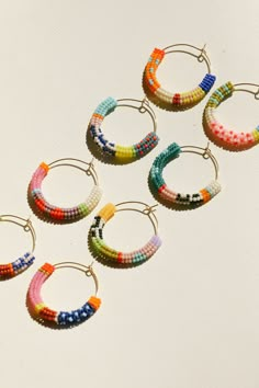 Cuerda One of a Kind Hoop Earrings Earrings Kisiwa Beaded Earrings Tutorial, Idee Cricut, Earrings Tutorial, Beaded Earrings Diy, Brick Stitch Earrings, Earrings Diy, Beaded Hoop Earrings, Beaded Hoops, Handmade Gold