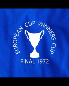 the european cup winner's cup logo on a blue t - shirt with white lettering