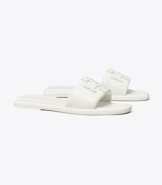 Classic Slides With Cushioned Footbed, Classic Flat Slides With Removable Insole, Sporty Leather Slides For Spring, Classic Cushioned Slip-on Slides, Classic Cushioned Slides, Classic Spring Slide Slides, Classic Leather Slides, Classic Slides With Leather Footbed For Spring, Classic Flat Slides For Spring