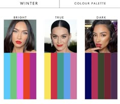 Winter Color Palette Hair Colors, Deep Winter Hair Color, Color Palette Hair, Bright Cool Medium, Palette Hair Color, Bright Winter Palette