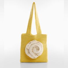 Nwt - Has Not Been Used. Available For $40 At Our Store Chiccouturecloset.Com Refresh Your Accessories Wardrobe By Adding This Crochet Flower Bag From Mango. Details Crochet Fabric Features Maxi Flower Two Short Handles. Made From 100% Cotton 21.0x20.0x2.0 Cm (Length X Height X Width). Crochet Flower Bag, Mango Bags, Mango Yellow, Crochet Fabric, Floral Crochet, Kids Trend, Flower Bag, Mens Trends, Linen Shop