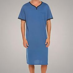 Season:Fall,Spring; Fabric:Polyester; Sleeve Length:Short Sleeve; Gender:Men's; Quantity:1 PCS; Nightwear Style:Loungewear,Pajamas,Sleepwear,Nightshirt,Sleep Shirt; Style:Soft,Fashion,Comfort; Elasticity:Micro-elastic; Occasion:Bed,Home; Age Group:Adults; Function:Breathable; Pattern:Pure Color; Design:Basic; Neckline:V Wire; Listing Date:09/01/2022; Length:; Bust:; Sleeve Length: Blue Cotton Sleepwear For Home, Blue Cotton Sleepwear, Blue Summer Sleepwear For Home, Comfortable Blue Pajama Shorts For Sleep, Comfortable Blue Pajama Shorts For Loungewear, Blue Cotton Short Sleeve Sleepwear, Blue V-neck Sleepwear For Relaxation, Blue Pajama Shorts For Bedtime, Comfortable Blue Pajama Shorts For Relaxation