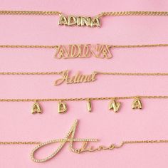 Presenting the Adina Eden Solid Bubble Name Link Necklace, a stunning addition to your jewelry collection that effortlessly combines style and personalization. Crafted from sterling silver and luxuriously gold plated, this necklace exudes elegance and sophistication. The nameplate, standing at a height of 7mm, ensures that your chosen name or word is showcased prominently. The sleek Cuban chain design, with a thickness of 2mm, offers both durability and comfort, while the adjustable length of 15 Nameplate Necklace Gold, Nameplate Necklace Silver, Customized Necklace, Silver Link Necklace, Necklace Fine Jewelry, Sideways Initial Necklace, Name Necklace Silver, Cuban Link Necklace, Custom Initial Necklace