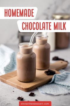 homemade chocolate milkshake with text overlay