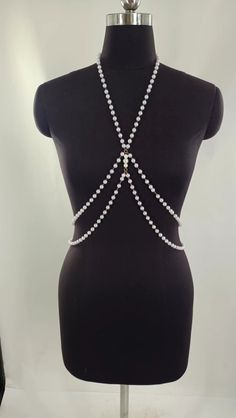 Pearl Body Chain – SaBipr Body Chain Over Shirt, Elegant Backless Body Chain For Party, Elegant Party Body Chain, Elegant Wedding Body Chain For Summer, Elegant Summer Wedding Body Chain, Elegant Adjustable Body Chain For Party, Elegant White Waist Chain, Elegant Summer Party Body Jewelry, Pearl Backdrop Necklace For Parties