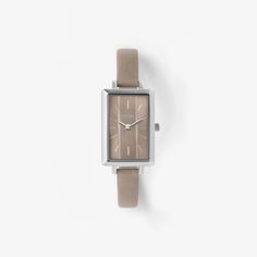 Eva | Rectangle Watch | Silver/Taupe | BREDA Watch Rectangle Watch, Brown Watches, Vintage Timepiece, Brown Leather Watch, Color Bands, Taupe Color, Square Watch, Leather Band, Silver Watch