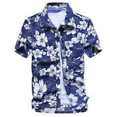 Men's Print Shirts Beach Short Sleeve Shirt men summer Shirts Tops Asian Size Size chart in the second photo Hawaiian Men, Kemeja Lelaki, Fashion Shirts, Shirts Short Sleeve, Floral Print Shirt, Aloha Shirt, Mens Hawaiian Shirts, Slim Fit Shorts, Fashion Mens