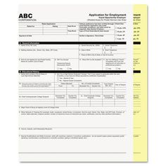 an application for employment form is shown in this file, with the title above it