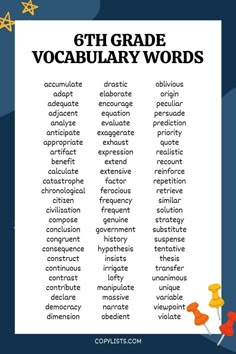 a list of 6th grade vocabulary words 6th Grade Spelling Words, 5th Grade Spelling Words, List Of Vocabulary Words, Spelling Bee Words, 6th Grade Writing, 6th Grade Worksheets, Spelling Words List, Quote Twitter, Words Vocabulary