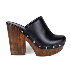 PRICES MAY VARY. Heel heights: 4.75 inch Platform Hights: 1.5 inch PU lined insole Rubber outsole Synthetic Go for the vintage 70’s look with comfortable and cute wood effect platform clog. Heeled Clogs, Streetwear Model, High Heel Sandals Platform, High Heel Clogs, Best Walking Shoes, Platform Clogs