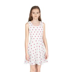 Made for those easy-going summer days, this sleeveless sundress is the perfect way to celebrate fine weather. Its chic style with the A-line cut, mid-length, round neckline keeps it breathable while the eight different sizes enable girls from the age of 2 and above to look their absolute cutest. Made with 95% polyester and 5% spandex for silky comfort.  .: Material: 95% polyester, 5% spandex\n.: Medium fabric (6.5 oz/yd² (220 g/mn.: Sewn-in label\n.: Mid-length\n.: A-line cut     2T 3T 4T 6T S M Spring A-line Sleeveless Dress For Beach, Casual A-line Sleeveless Dress, Summer Vacation Sleeveless Cotton Dress, Scoop Neck Summer Dress For Vacation, Casual Sleeveless Mini Dress For Spring, Casual Sleeveless Cotton Dress For Summer, Casual Cotton Sleeveless Dress For Summer, Casual Cotton Sleeveless Summer Dress, White Scoop Neck Dress For The Beach