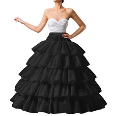 PRICES MAY VARY. 🍀Premium Material---This petticoat is made of polyester fabric.Made of 4 bones,5 layers ruffles Tiered, to make the dresses more beautiful.Thicken 4 hoop crinoline petticoat with super load capacity, can take care and very strong to hold the gown. 🍀Petticoat Size---Petticoat underskirt full length is about 39.4±2in. The maximum circle diameter is 43.3in. Elastic Crinoline underskirt waist is 24.4-36.2in.The bottom is fluffy,the length is long enough, easily walk and turn. 🍀Ad Black Ruffled Skirt For Wedding, Crinoline Full Skirt For Costume Party, Ruffled Tiered Skirt Petticoat For Costume Party, Fitted Full Skirt Petticoat For Prom, Fitted Crinoline Skirt For Debutante Ball, Ruffled Tiered Petticoat For Costume Party, Fitted Full Petticoat With Ruffled Skirt, Fitted Full Skirt Petticoat With Ruffles, Tiered Ruffle Petticoat For Costume Party