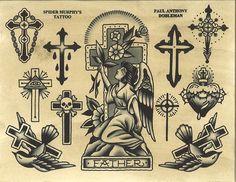 Traditional Tattoo Cross, Paul Dobleman, Traditional Tattoo Old School, Tattoo Filler, Omerta Tattoo, Religious Tattoo