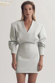 43654048612396|43654048645164|43654048677932 Elegant Long Sleeve Bodycon V-neck Dress, Classic Fitted Long Sleeve Bodycon Dress, Long Sleeve Mini Dress With Structured Shoulders For Work, Chic V-neck Bodycon Dress For Office, Classic Long Sleeve Bodycon Party Dress, Spring Bodycon V-neck Dress With Long Sleeves, Elegant Bodycon V-neck Dress With Long Sleeves, Classic Long Sleeve Bodycon Dress, Classic Long-sleeved Bodycon Dress