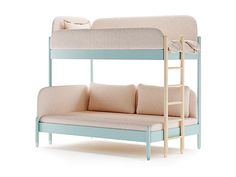 a bunk bed with a couch underneath it