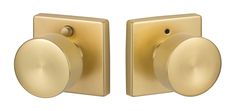 an image of two knobs on a door handle in satin brass color with white background