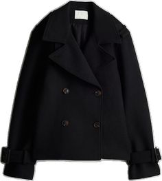 Short Trench Coat, Double Breasted Trench Coat, Trench Coat Black, Long Coat, Double Breasted, Woven Fabric, Trench Coat, Black Women, H&m