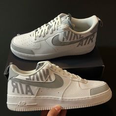 Nike Men’s Air Force 1 '07 Lv8 Low “Under Construction” White Silver Bq4421-100 Size 14 Brand New Missing Lids White Nike Air Force 1 With Perforations, White Nike Air Force 1 Lace-up With Perforations, Nike Air Force 1 Urban White, Urban Nike Air Force 1 In White, White Urban Nike Air Force 1, Urban Style White Low-top Nike Air Force 1, White Low-top Nike Air Max For Streetwear, Urban White Custom Sneakers For Running, Urban Style White Custom Sneakers For Running