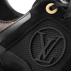 An oversize lv circle signature adorns the side of the run away sneaker in black or white suede calf leather with iconic monogram-canvas trim. This advanced design features a technical outsole with a hidden fusbet for extra height and an eye-catching gold-tone metal stabilizer. Modern Black Sneakers With Leather Trim, Luxury Black Sneakers With Logo, Luxury Black Sneakers With Perforations, Punk Lifestyle, Krs One, Lv Sneakers, Louis Vuitton Women, Louis Vuitton Sneakers, Basket Noir