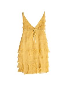 Prada F/W2000 Yellow Silk Ruffle Layers Dress Very good condition  Size 42 IT(S) All questions dm Measurements:  length: 37 inches chest: 14.5 inches waist: 18 inches Summer Silk Ruffle Dress, Silk Ruffle Dress For Summer, Elegant Yellow Mini Dress With Ruffle Hem, Yellow Silk Dress With Ruffles, Elegant Mini Dress With Ruffled Straps For Daywear, Yellow Tiered Mini Dress With Ruffles, Yellow Dress Outfit Classy, Yellow Outfits For Women, Yellow Two Piece Outfit