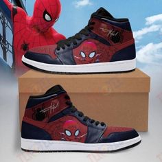 Mens Womens Spider Man Jordan Sneakers Air Jordan Shoes TMT302 Lightweight construction with breathable mesh fabric provides a comfortable and flawless fit.