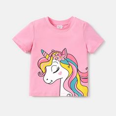 Unicorn Print Toddler Tee | Bargainwizz Unicorn Tshirt, Unicorn Print, Unicorn Design, A Unicorn, Girls Wardrobe, Cute Unicorn, Toddler Tees, Girls Tshirts, Sleeve Cotton