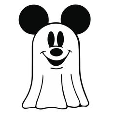 mickey mouse face with ears and eyes on it's head, in black and white