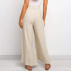 Split Striped Lady Wide Leg Pants