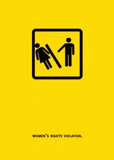 an image of a yellow sign with the words women's rights violation on it