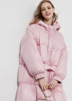 Stay warm and cozy in style this winter with this thick, hooded, pink women's puffer jacket. Fluff yourself up and stay fabulously fashionable - no matter how cold it gets! Fixed hood Lined, with 90% 600-fill-power down, 10% feather fill Polyester Front zip closure with snap storm flap Elastic cuffs Women's winter coat Machine wash, tumble dry Item #310241 Size info XS=US2=UK6=EU32 S=US4-6=UK8-10=EU34-36 M=US8-10=UK12-14=EU38-40 L=US12=UK16=EU42 ★★ It would be helpful if you provided your height Women's Winter Coat, Women's Puffer Coats, Puffer Jacket Women, Down Feather, Winter Coats Women, Puffer Coat, Long Coat, Winter Women, Winter Coat