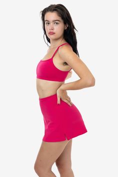 Hot Pink Cute College Outfits, Cheer Shorts, Skort Style, Fitted Shorts, Comfortable Skirts, Los Angeles Apparel, Cute Gym Outfits, Garment Manufacturing, Pose Inspiration