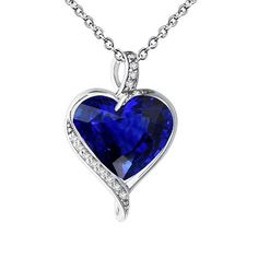 METAL SPECIFICATIONS White Gold 14K STONE SPECIFICATIONS Stone Name : Blue Sapphire and Diamond Stone Cut : Heart and Round Stone Details : There is one heart cut sapphire approx. 2.50 carats (Approx. Size 7.5 x 7.5 mm) and approx. 0.25 carats of smaller diamonds in the pendant. Natural earth mined stones. Color : F Clarity : VS1 Quality of Sapphire : AAA Sapphire Treatment : Heated Total : Approx. 2.75 Carats PENDANT SPECIFICATIONS Length : 16” (Can change length, please indicate about change w Round Diamond Necklace, Titanic Jewelry, Blue Sapphire Pendant, Sapphire Pendant, Natural Earth, Stone Cuts, Diamond Stone, Gemstone Pendant, Round Diamond