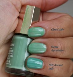 Chanel Jade vs Mavala Aquamarine vs Orly ancient jade Jade Nails, Revlon, 17th Century, Essie, Beautiful Nails, Nails Nails, Aquamarine, Nail Colors, Egypt