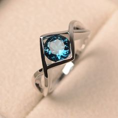 Real London Blue Topaz Ring, Promise Rings, Round Cut Blue Gems, Solid White Gold , Solitaire Ring, November Birthstone - Etsy London Blue Topaz Ring, Blue Gems, Fantasy Jewelry, Blue Topaz Ring, London Blue Topaz, London Blue, Topaz Ring, Unique Engagement Rings, Vintage Engagement Rings