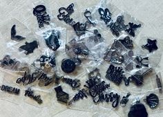 Random selected Black on Black Charms.   Charms will be selected among those pictured and others in stock.  These are Charms that can be used for bracelets, necklaces, watch bands, etc. These are a mix will be small, medium and/or large.  Please note that custom orders may have longer processing times.  Please send a message to request custom order. We ship orders within 2 business days Monday thru Friday. Please make sure we have correct address when placing order. Bracelet Charms, Black On Black, Shoe Charms, Custom Orders, Watch Bands, Charms, Charm Bracelet, Solid Color, Necklaces