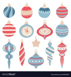 christmas balls and ornaments on white background